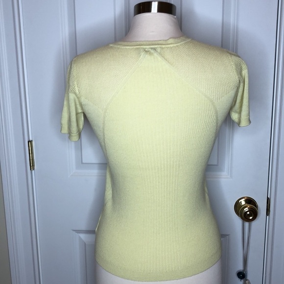 TSE Yellow Short Sleeve Spring cashmere blend Sweater M - Picture 5 of 7